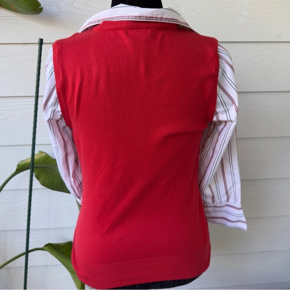 New York & Company NY&C Preppy Red Layered Look Top | Size L (Runs Small) - Picture 2 of 7